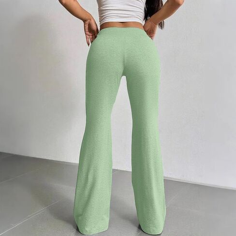 بنطلون رياضي متوهج للسيدات لطيف Y2k برباط عالي الخصر سروال يوجا متوهج Bootcut تجريب طماق لينة جرس قيعان in Kuwait