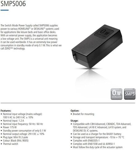 Linak SMPS006 Power Supply for HOMELINE or DESKLINE Systems in Saudi Arabia