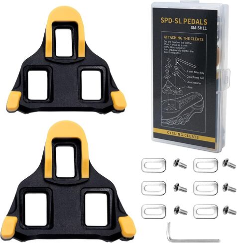 SPD-SL Pedal Cleats for Shimano SM-SH11 System Shoes Locking Cycling Road Bike Pedals Cleat 6 Degrees Float Yellow Indoor Outdoor Peleton Bicycle Clips in Saudi Arabia