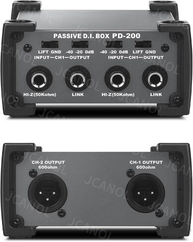 PD200 Stereo Passive DI Box Unit Hum Eliminator with GND switch, Input Attenuator to Connect Guitar & Bass, 1/4" instrument Direct Box to Balanced & Unbalanced XLR in Saudi Arabia