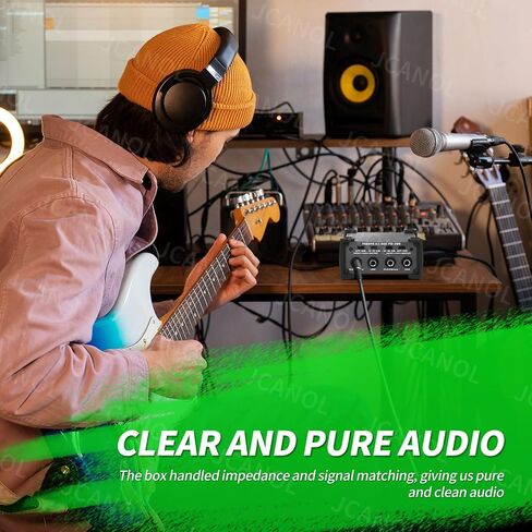 PD200 Stereo Passive DI Box Unit Hum Eliminator with GND switch, Input Attenuator to Connect Guitar & Bass, 1/4" instrument Direct Box to Balanced & Unbalanced XLR in Saudi Arabia