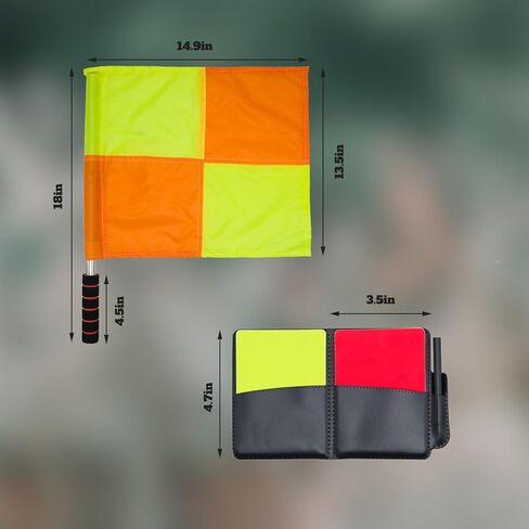 Soccer Referee-Flag Red Yellow-Cards Stainless-Whistles - Football Ref Checkered Linesman Flag Set Coach Gear Packs in Kuwait