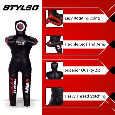 Wrestling Dummy Grappling Dummy BJJ Dummy Judo Karate Jiu Jitsu Practice Dummies - Un-Filled (Black PU, 6ft / 72 inches) in Saudi Arabia