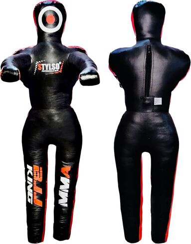 Wrestling Dummy Grappling Dummies - PU Leather BJJ Dummy Judo Karate Adult Jiu Jitsu Dummy - Un-Filled (Black PU Leather, 6ft / 72 inches) in Kuwait