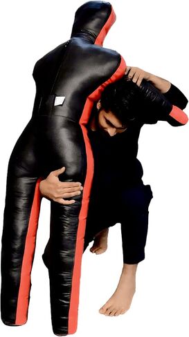 Wrestling Dummy Grappling Dummies - PU Leather BJJ Dummy Judo Karate Adult Jiu Jitsu Dummy - Un-Filled (Black PU Leather, 6ft / 72 inches) in Kuwait