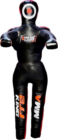 Wrestling Dummy Grappling Dummies - PU Leather BJJ Dummy Judo Karate Adult Jiu Jitsu Dummy - Un-Filled (Black PU Leather, 6ft / 72 inches) in Kuwait