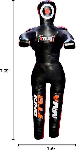 Wrestling Dummy Grappling Dummies - PU Leather BJJ Dummy Judo Karate Adult Jiu Jitsu Dummy - Un-Filled (Black PU Leather, 6ft / 72 inches) in Kuwait