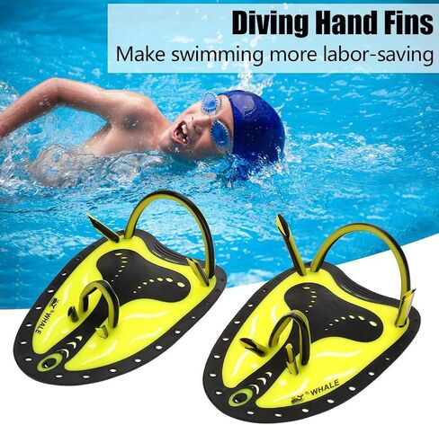 VGEBY Swimming Hand Paddles, Adjustable Diving Training Hand Fin Flippers Gloves Equipment(S-Yellow) Swim Paddles for Lap Swimming Swim Paddles Training in Saudi Arabia