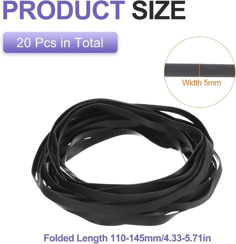 uxcell 20 Pcs Turntable Belt, Folded Length 110-145mm Rubber Belts Replacement Machine Recorder Rubber Belt Record Player Fit for All Kinds of Belt-Driven Turntables, Width 5mm in Saudi Arabia