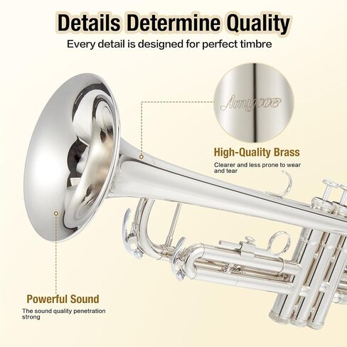 B Flat Trumpet, Three-Tone Trumpet, Nickel-Plated & Brass, Musical Instruments for Beginners in Saudi Arabia