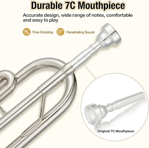 B Flat Trumpet, Three-Tone Trumpet, Nickel-Plated & Brass, Musical Instruments for Beginners in Saudi Arabia