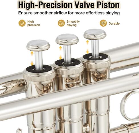 B Flat Trumpet, Three-Tone Trumpet, Nickel-Plated & Brass, Musical Instruments for Beginners in Saudi Arabia