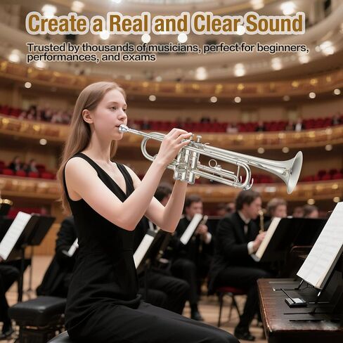 B Flat Trumpet, Three-Tone Trumpet, Nickel-Plated & Brass, Musical Instruments for Beginners in Saudi Arabia