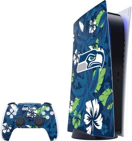 Skinit Decal Gaming Skin Compatible with PS5 Bundle - Officially Licensed NFL Seattle Seahawks Black & White Design in Saudi Arabia