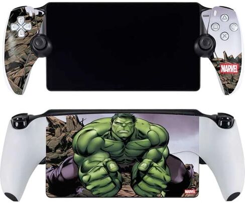 ملصق Skinit المخصص للألعاب متوافق مع مشغل PlayStation Portal Remote - تصميم Marvel Hulk Green Goliath المرخص رسميًا in Saudi Arabia