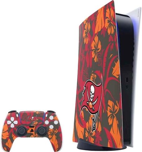 ملصق Skinit المخصص للألعاب متوافق مع حزمة الإصدار الرقمي لجهاز PS5 - تصميم شعار كبير مرخص رسميًا من NFL Tampa Bay Buccaneers in Kuwait