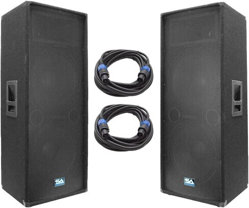 الصوت الزلزالي - SA-155T-PKG21 - زوج من مكبرات الصوت Dual15 PA/DJ مع كابلين مكبر صوت مقاس 25 بوصة - حزمة سماعات وكابلات PA مزدوجة مقاس 15 بوصة in Saudi Arabia