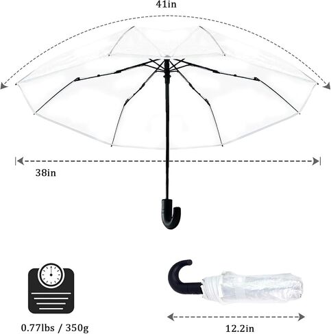 Clear Wedding Umbrellas, Portable Auto Open Close Transparent Design, Durable High-Visibility Folding Rain Umbrellas for Photography, Party, Travel, Golf, Outdoor Events in Kuwait