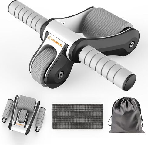 Portable Ab Roller Wheel with Knee Pad & Storage Bag, Foldable Design Quiet Wheels with Smooth Bearings, At Home Gym Travel for Strength Training in Saudi Arabia