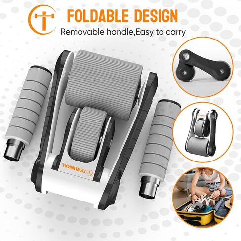 Portable Ab Roller Wheel with Knee Pad & Storage Bag, Foldable Design Quiet Wheels with Smooth Bearings, At Home Gym Travel for Strength Training in Saudi Arabia