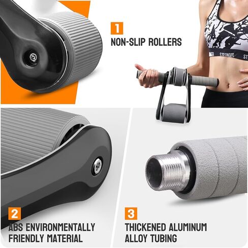 Portable Ab Roller Wheel with Knee Pad & Storage Bag, Foldable Design Quiet Wheels with Smooth Bearings, At Home Gym Travel for Strength Training in Saudi Arabia
