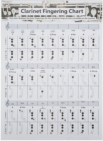 56×40cm Clarinet Accessories, Flute Accessories, Clarinet Book, Fingering Practice Chart, for Beginners, Teaching, Group Study in Saudi Arabia