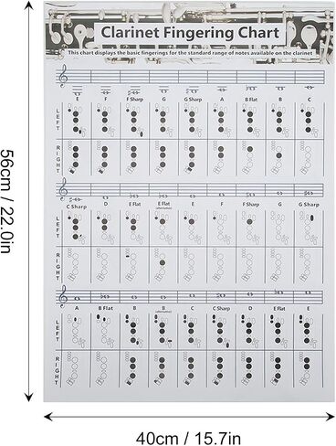 56×40cm Clarinet Accessories, Flute Accessories, Clarinet Book, Fingering Practice Chart, for Beginners, Teaching, Group Study in Saudi Arabia