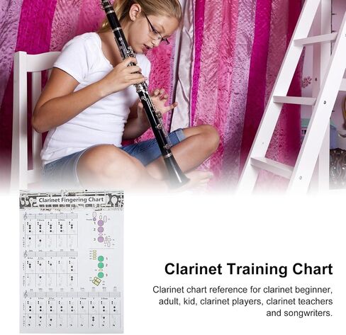 56×40cm Clarinet Accessories, Flute Accessories, Clarinet Book, Fingering Practice Chart, for Beginners, Teaching, Group Study in Saudi Arabia