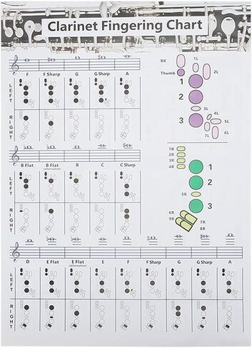 56×40cm Clarinet Accessories, Flute Accessories, Clarinet Book, Fingering Practice Chart, for Beginners, Teaching, Group Study in Saudi Arabia