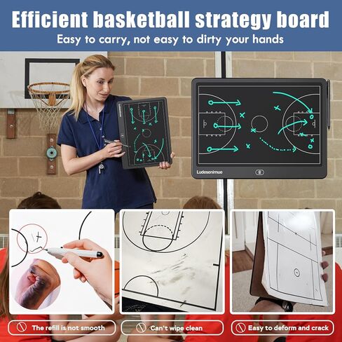 لوحة تدريب كرة السلة الإلكترونية - لوحة تكتيكات كرة السلة LCD مقاس 16 بوصة مع قلم ستايلس، أساسيات مدرب كرة السلة in Kuwait