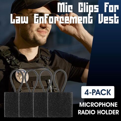 4 Pcs Mic Clips Black Radio Mic Holders for Keeps Two Way Mics Super Strong Stitches No Breaking Durable Microphone Radio Holder for Vest Accessories in Saudi Arabia