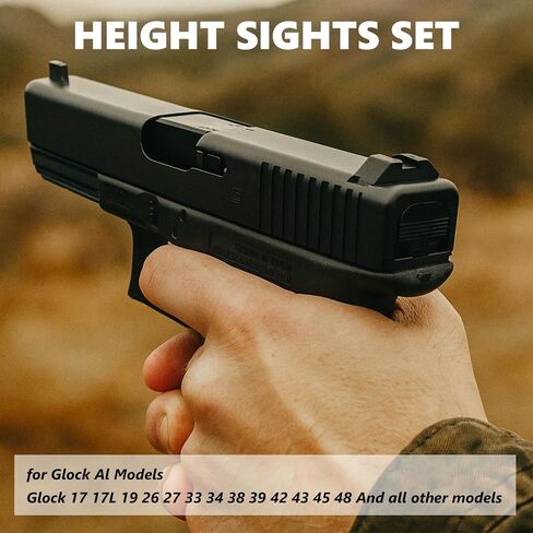 Suppressor Height Sight Set for Glock - Optical Compatible, High Black .365" Serrated Front, Flat Black .451" Rear Assembly | Suitable for Glock All Models in Saudi Arabia