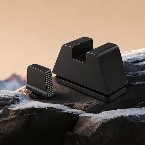 Suppressor Height Sight Set for Glock - Optical Compatible, High Black .365" Serrated Front, Flat Black .451" Rear Assembly | Suitable for Glock All Models in Saudi Arabia