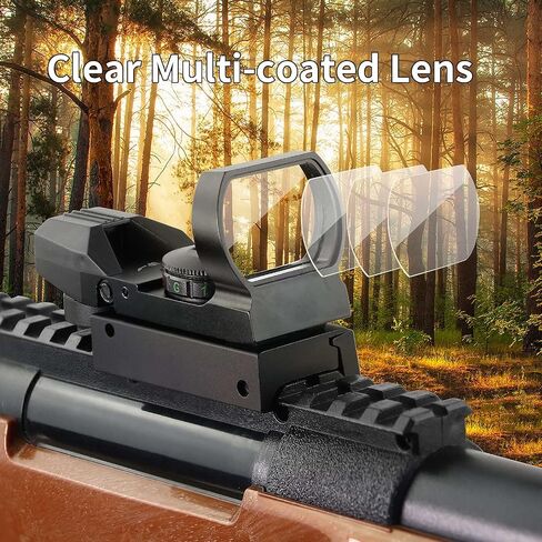 Beileshi Reflex Sight، 4 أنماط شبكية قابلة للتعديل، 5 إعدادات سطوع، نقطة رؤية باللون الأحمر والأخضر مع حامل السكك الحديدية 20 مم in Kuwait