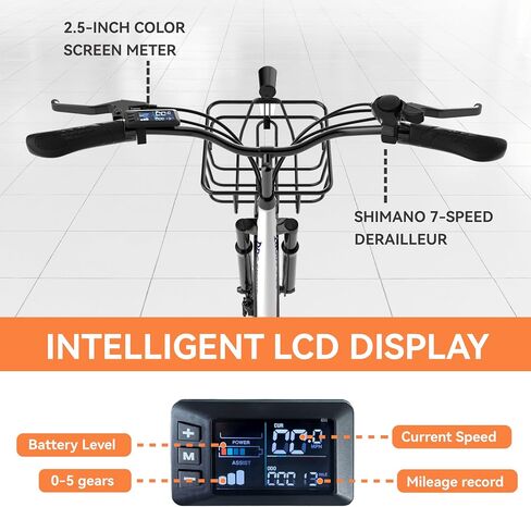 24 بوصة دراجة كهربائية طراد ، دراجة إلكترونية للبالغين ، ebike مع بطارية قابلة للإزالة ، تخطو عبر Ebike للنساء للرجال ، دراجة كهربائية في المدينة مع سلة ، لركاب المدينة in Kuwait
