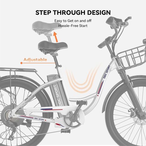 24 بوصة دراجة كهربائية طراد ، دراجة إلكترونية للبالغين ، ebike مع بطارية قابلة للإزالة ، تخطو عبر Ebike للنساء للرجال ، دراجة كهربائية في المدينة مع سلة ، لركاب المدينة in Kuwait