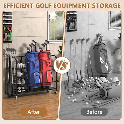 Golf Bag Storage, Big Capacity Golf Bag Organizer for Golf Bag and Equipment Accessories, Golf Bag Accessories for Garage, Home or Club,Extra Storage Rack for Golf Clubs,Black in Saudi Arabia