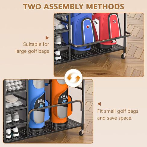 Golf Bag Storage, Big Capacity Golf Bag Organizer for Golf Bag and Equipment Accessories, Golf Bag Accessories for Garage, Home or Club,Extra Storage Rack for Golf Clubs,Black in Saudi Arabia