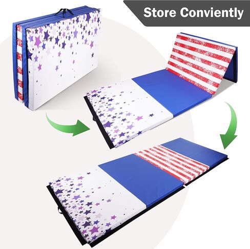 Fitvids Folding Exercise Gymnastics Mat 4'x​8'x2" Gym Workout Mat with Carrying Handles High-Density Anti-Tear Portable Fitness Aerobics Mats for Home Gym Yoga Pilates Tumbling MMA Core Training, Multiple Colors in Kuwait