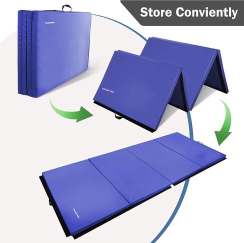 Fitvids Folding Exercise Gymnastics Mat, 4'x8'x2" Gym Workout Mat with Carrying Handles 4-Fold High-Density Anti-Tear Portable Fitness Aerobics Mat for Home Gym Yoga Pilates Tumbling MMA Core Training in Saudi Arabia