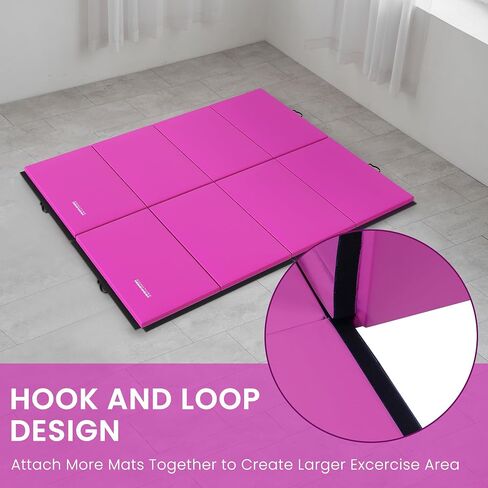 Fitvids 10'x4'x2" Folding Exercise Gymnastics Mat for Tumbling, Gym Workoutt Mat with Carry Handles, Tri-Fold High-Density Anti-Tear Aerobics Mats for Yoga, Pilates, Martial Arts, Home Fitness & Play in Saudi Arabia