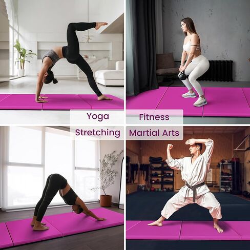 Fitvids 10'x4'x2" Folding Exercise Gymnastics Mat for Tumbling, Gym Workoutt Mat with Carry Handles, Tri-Fold High-Density Anti-Tear Aerobics Mats for Yoga, Pilates, Martial Arts, Home Fitness & Play in Saudi Arabia