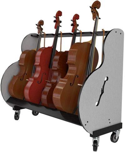 A&S Crafted Products The Band Room 6 Cello Storage & Transport Cart For Music Classrooms | Designed for Music Teachers | Hold Four ½, ¾ and full-size cellos | Made In U.S.A. in Kuwait