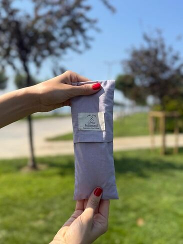 BYS Weighted Lavender Eye Pillow, Organic Cotton Fabric, Grey and White, with Travel Pouche in Saudi Arabia