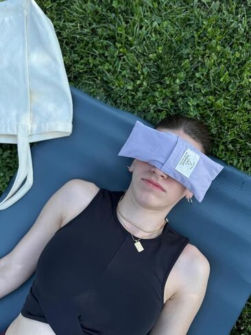 BYS Weighted Lavender Eye Pillow, Organic Cotton Fabric, Grey and White, with Travel Pouche in Saudi Arabia