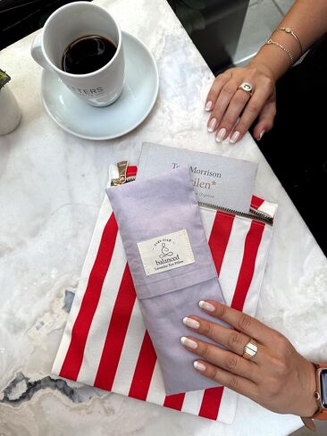 BYS Weighted Lavender Eye Pillow, Organic Cotton Fabric, Grey and White, with Travel Pouche in Saudi Arabia