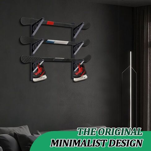Ski Wall Rack Horizontal Ski Rack Wall Mount Hockey Stick Storage, Garage Storage for Sports Equipment, Skates, Lacrosse Sticks, 3 Tiers in Saudi Arabia