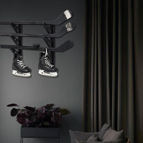 Ski Wall Rack Horizontal Ski Rack Wall Mount Hockey Stick Storage, Garage Storage for Sports Equipment, Skates, Lacrosse Sticks, 3 Tiers in Saudi Arabia
