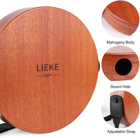 LIEKE طبلة كاجون صغيرة مقاس 10 بوصة أداة قرع محمولة مع أسلاك كمين، جسم الماهوجني، حقيبة، حزام، طبلة صندوقية للمبتدئين والسفر in Kuwait