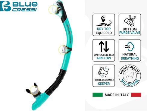 Cressi Panoramic Diving Mask and Snorkel Kit - Wide View - Top Dry System Snorkel - Horizon & Scilla - Designed in Italy in Saudi Arabia